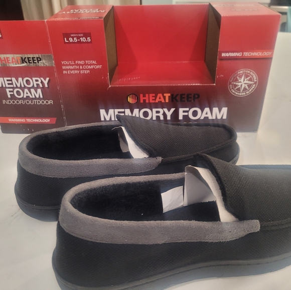 Heat Keep Black Memory Foam Men's Slippers L - Picture 3 of 6
